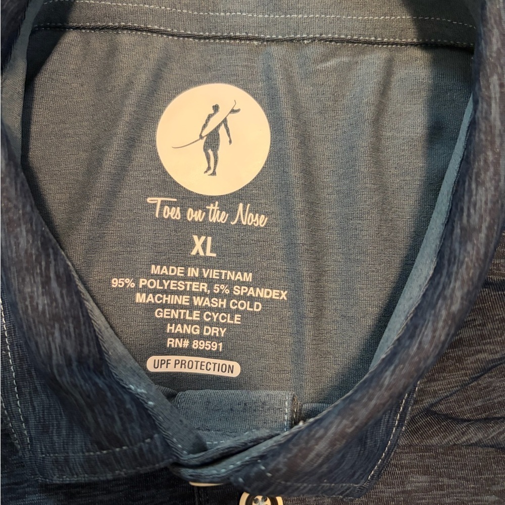 Toes On The Nose Men's Blue Polo Shirt Size XL Like New - Picture 2 of 2